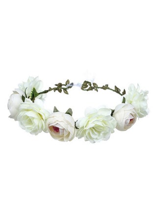 Women Rose Floral Crown Hair Wreath Leave Flower Headband With Adjustable Ribbon (White) - pzsku/Z0D93D504B21664D64A02Z/45/_/1718645310/e9c55891-e92b-4d9b-b7ac-d660e32defa6