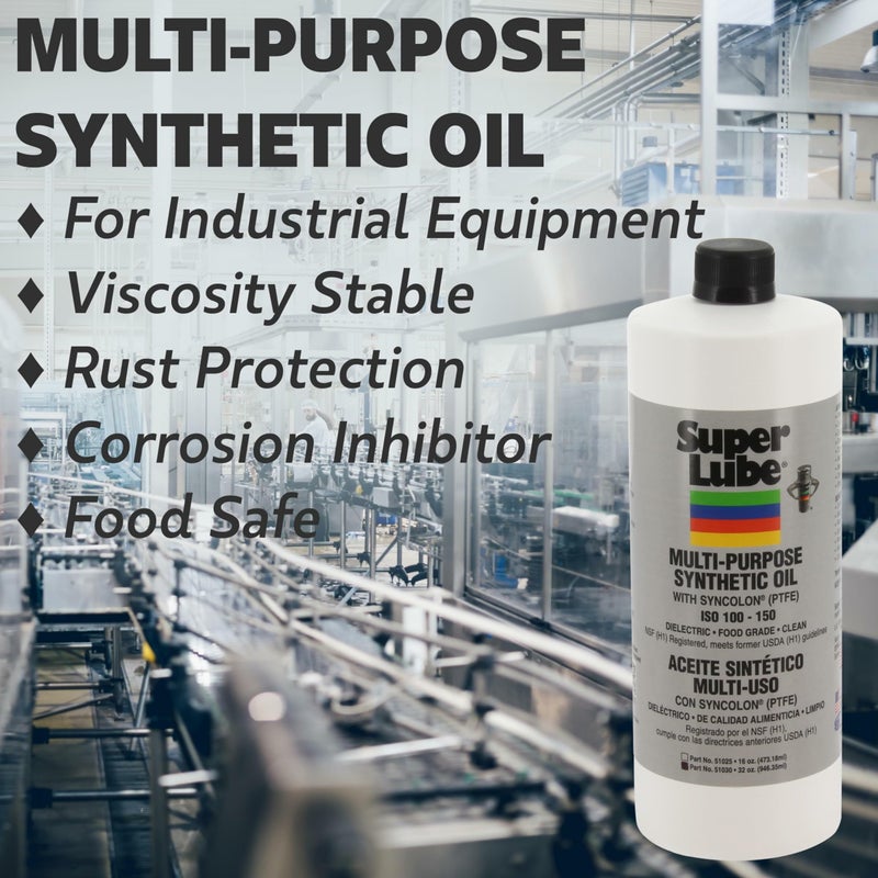 Super Lube Multi-Purpose Synthetic Oil w/Syncolon - Waterproof - NSF Rated - Industrial Grade - 3D Printer, Tool & Maintenance Use - Translucent White - Bottle - 4 oz (51004) - Image 2