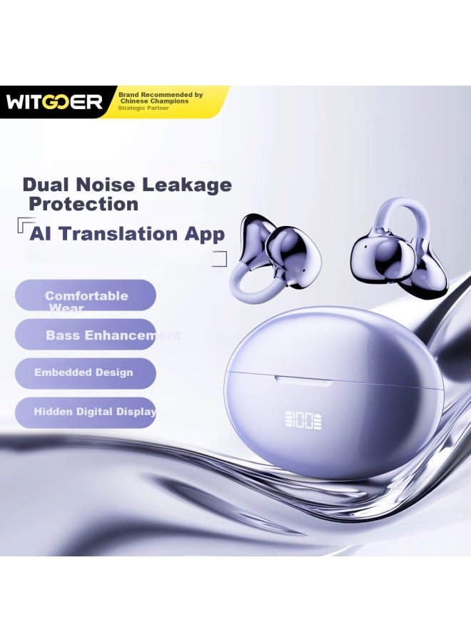 Witgoer [app + Ai Translation] Bluetooth Headphones, Clip-on Bone Conduction Concept, Open-style Wireless, Non-in-ear,  Latest Model, Ultra-long Battery Life, Call Noise Reduction, Sports Ear-hook Style - Image 1