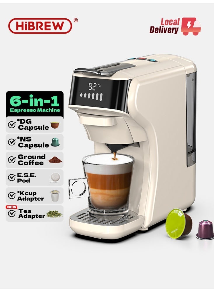 هيبرو ماكينة قهوة كبسولات HiBREW 6 في 1، لتحضير قهوة الإسبريسو والكابتشينو الساخنة والباردة والمتعددة الاستخدامات H1B - Image 1