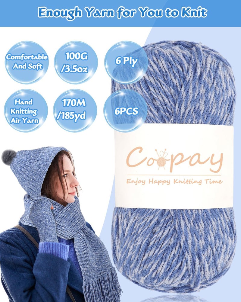 Coopay Coopay Knitting Kit for Beginners Complete Knitting Kits Learn to Knit Hat Scarf Glove Knitting Starter Kit for Adults with Yarn Knitting Set with StepbyStep Instruction Tutorial  Grayish Blue  - Image 4