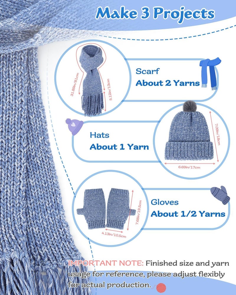 Coopay Coopay Knitting Kit for Beginners Complete Knitting Kits Learn to Knit Hat Scarf Glove Knitting Starter Kit for Adults with Yarn Knitting Set with StepbyStep Instruction Tutorial  Grayish Blue  - Image 2