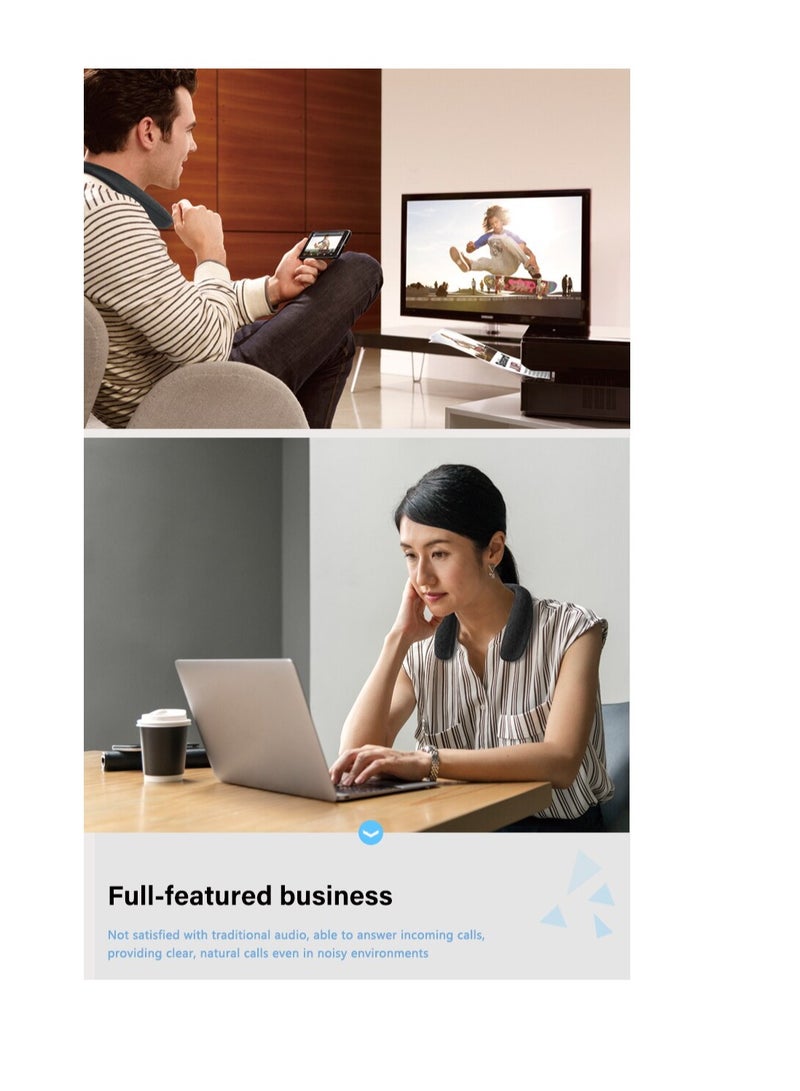 AROAQ مكبر صوت بلوتوث حول الرقبة، مكبر صوت لاسلكي قابل للتعديل، مقاوم للماء، صندوق موسيقى لاسلكي مريح قابل للارتداء للأولاد والبنات، أبيض - Image 3