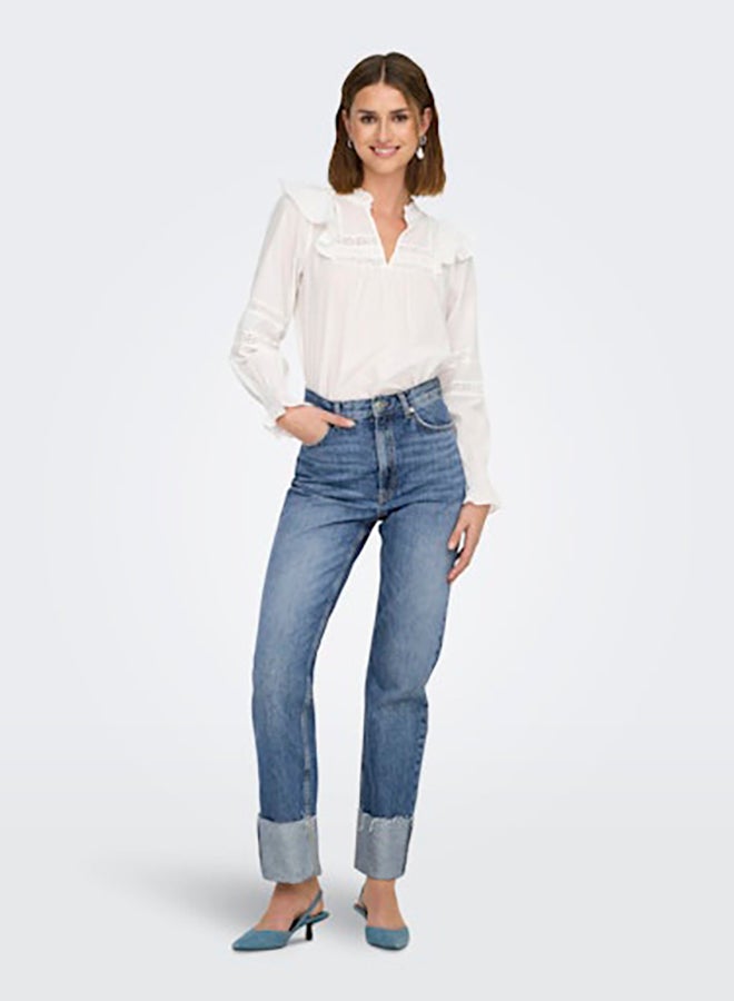 ONLY ONLY Womens Riley Highwaist Straight Denim Dot Jeans  - Image 1