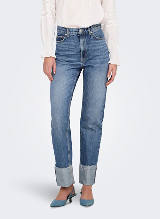 ONLY ONLY Womens Riley Highwaist Straight Denim Dot Jeans  - Image 5