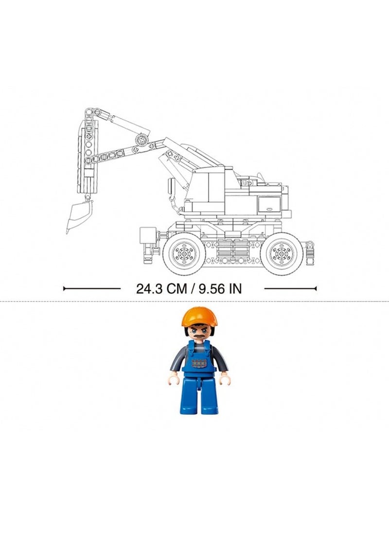 Sluban - Sluban - Power Bricks E7 Wheeled Excavator with Remote Control 353 Pieces - M38-B1155 - Image 1