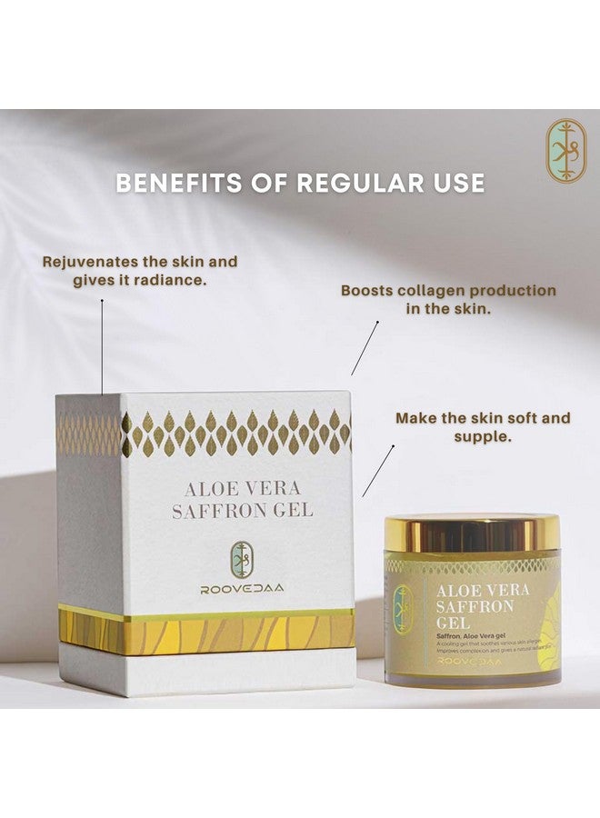 Roovedaa Aloe Vera Saffron Gel - Improves Complexion, Reduces Pigmentation for a Radiant Glow, Soothes & Balances with Anti-Inflammatory Properties, Encourages Circulation for Healthier Skin - 100g - Image 4