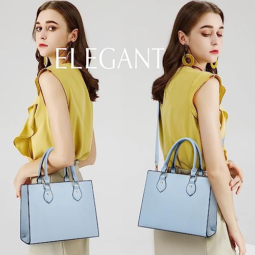 CHICAROUSAL Crossbody Purses and Handbags for Women PU Leather Tote Top Handle Satchel Shoulder Bags (Liz Light Blue) - Image 2