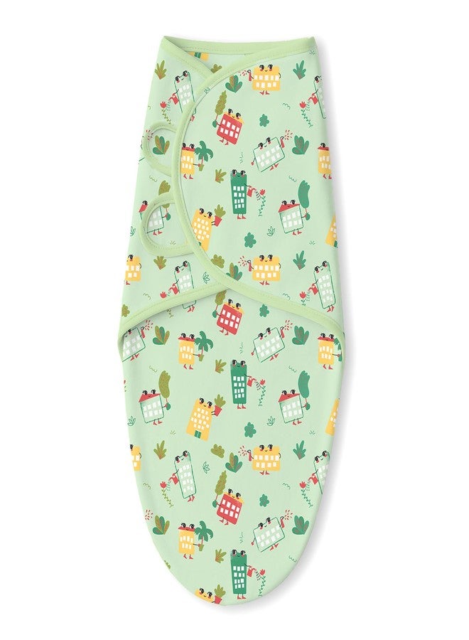 TIDY SLEEP Newborn Baby Swaddle Wrap | 100% Cotton Adjustable Sleep Sack | Soft, Breathable & Lightweight | Velcro Closure for 0-6 Months | Green Wild City - Image 1