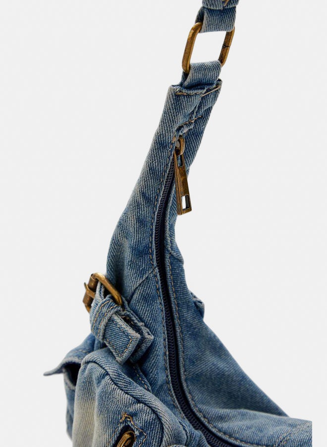 FOREVER 21 3D Pocket Denim Shoulder Bag  - Image 5