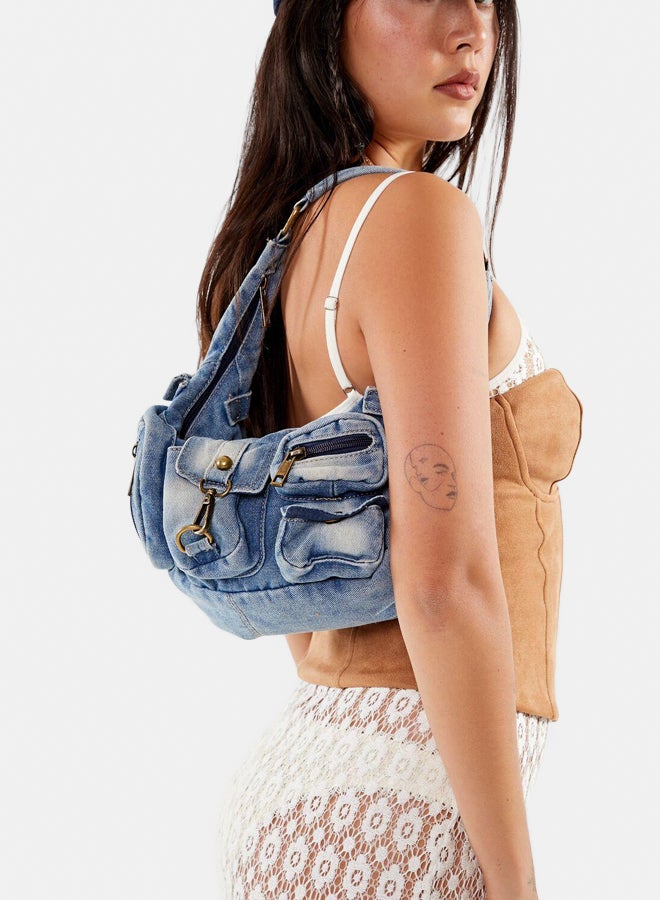 FOREVER 21 3D Pocket Denim Shoulder Bag  - Image 2