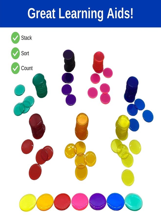 MR CHIPS Plastic Bingo Chips for Games 150 Count Bag - Solid and Transparent Colors Counting Blue 3/4 Inch - Image 5