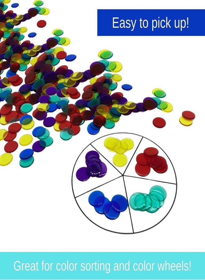 MR CHIPS Plastic Bingo Chips for Games 150 Count Bag - Solid and Transparent Colors Counting Blue 3/4 Inch - Image 3