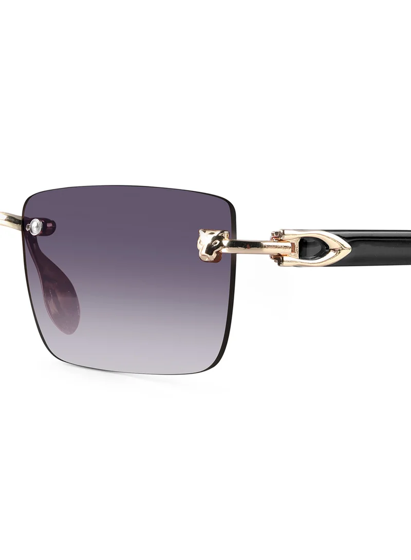 Woggles Xylo Golden Rimless Rectangle Sunglasses |Men & Women|100% UV Protection