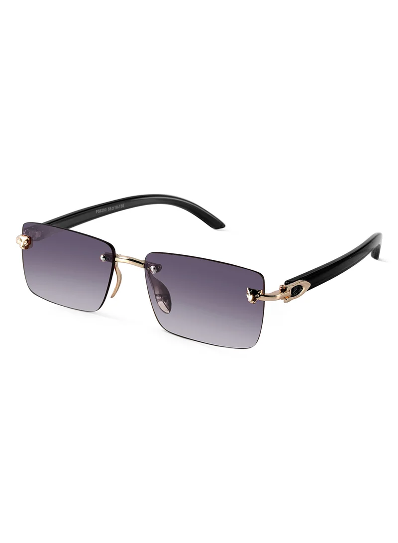Woggles Xylo Golden Rimless Rectangle Sunglasses |Men & Women|100% UV Protection