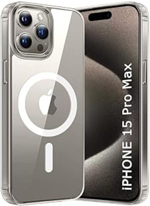 (iPhone 15 pro max) Magnetic Clear Case for iPhone 15 Pro Max, Compatible with MagSafe, Ultra Thin Soft TPU Silicone Shockproof Anti-Scratch Non-Slip Protective Cover (Clear)