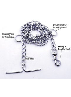 Generic Non-Toxic Heavy Duty Combo Pack Of Stainless Steel 5 Feet Long Leash Chain With 12-16 Inch Adjustable Nylon Collar Belt Set Ideal For Small And Medium Dogs (Golden  - Image 3
