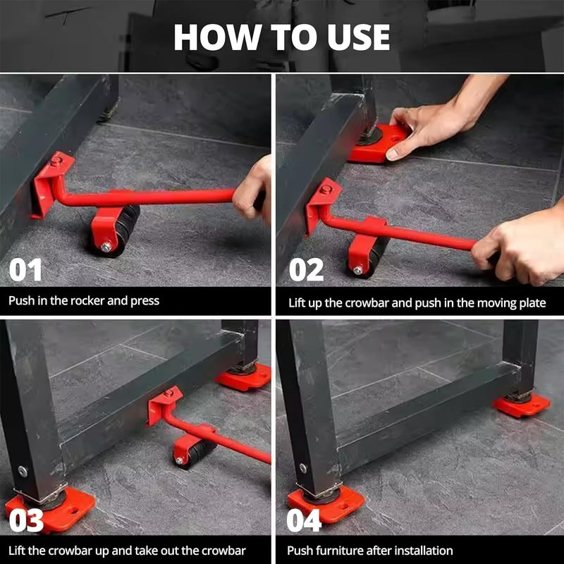 ROBUSTT Furniture Movers Slider - Pack of 1 | 4 Pcs Furniture Lifter Mover Tool Set | 360° Rotational Pads | Heavy Duty Furniture Lifter and Mover | Lifting Tool for 150 KG - Image 4
