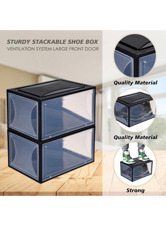 Kuber Industries Sneaker Box | Plastic Stackable Shoe Organizer | Multi Purpose Space-Saving Storage Box | Black - Image 4