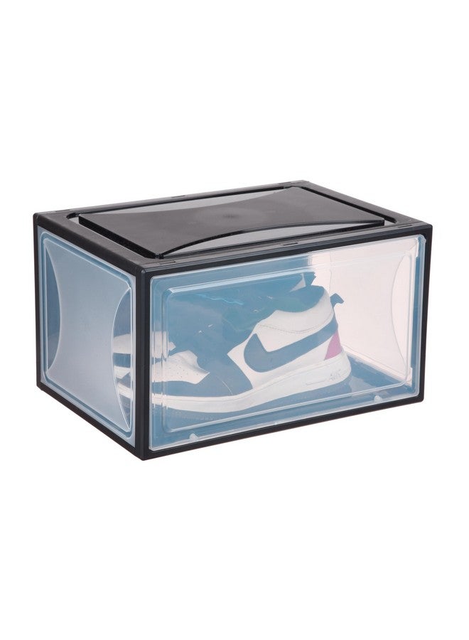 Kuber Industries Sneaker Box | Plastic Stackable Shoe Organizer | Multi Purpose Space-Saving Storage Box | Black - Image 1