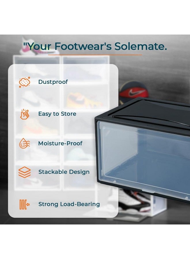 Kuber Industries Sneaker Box | Plastic Stackable Shoe Organizer | Multi Purpose Space-Saving Storage Box | Black - Image 5