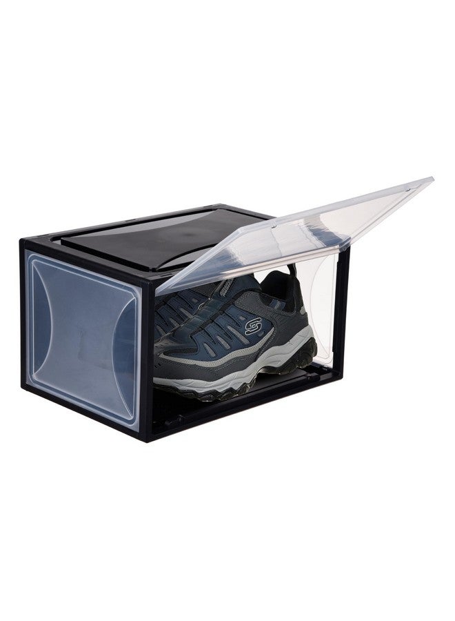 Kuber Industries Sneaker Box | Plastic Stackable Shoe Organizer | Multi Purpose Space-Saving Storage Box | Black - Image 3