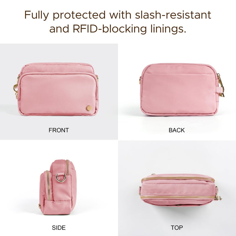 Joryin Anti Theft Crossbody Bag for Women Men, Slash-resistant RFID Blocking Travel Purses, Small Shoulder Bag Handbag, Pink - Image 4