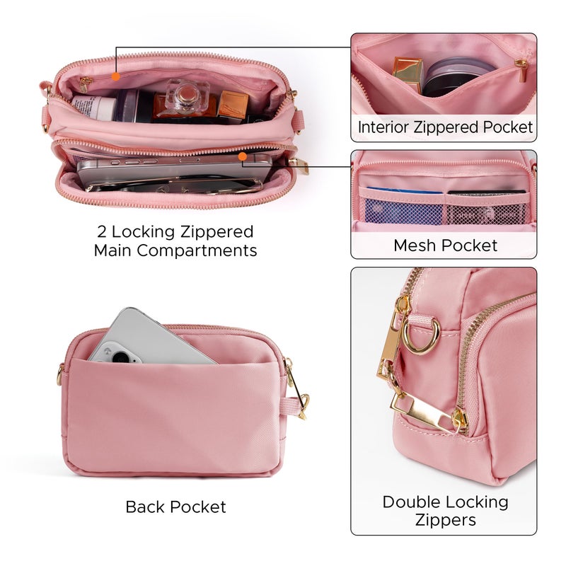Joryin Anti Theft Crossbody Bag for Women Men, Slash-resistant RFID Blocking Travel Purses, Small Shoulder Bag Handbag, Pink - Image 5