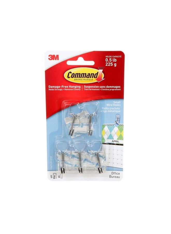 Command Small Clear Wire Hooks With Clear Strips 5 Hooks 6 Strips  - Image 2