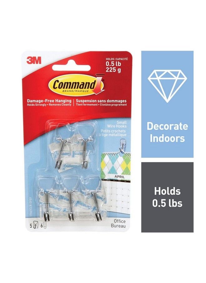 Command Small Clear Wire Hooks With Clear Strips 5 Hooks 6 Strips  - Image 3