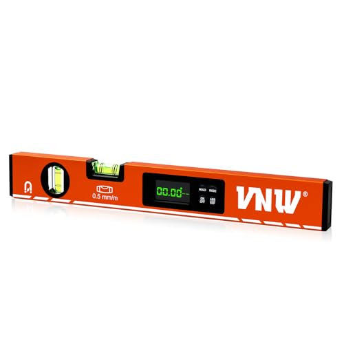 VNW 16inch Digital Level with LCD Display - Bubble Light Up Function - Multi Purpose:Magnetic Torpedo Level, Angle Finder 0-90° & 0-180° Range -Leveler Tool for Woodwork,Saw & Home Leveling (Champagne) - Image 1