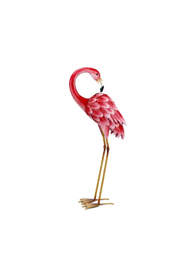 Shorayn Garden Statues Flamingo Sculptures Metal Yard Art, Pink Bird Art Outdoor Backyard Decor Patio Lawn Porch Ornament Flamingo Yard Decoration - Image 4
