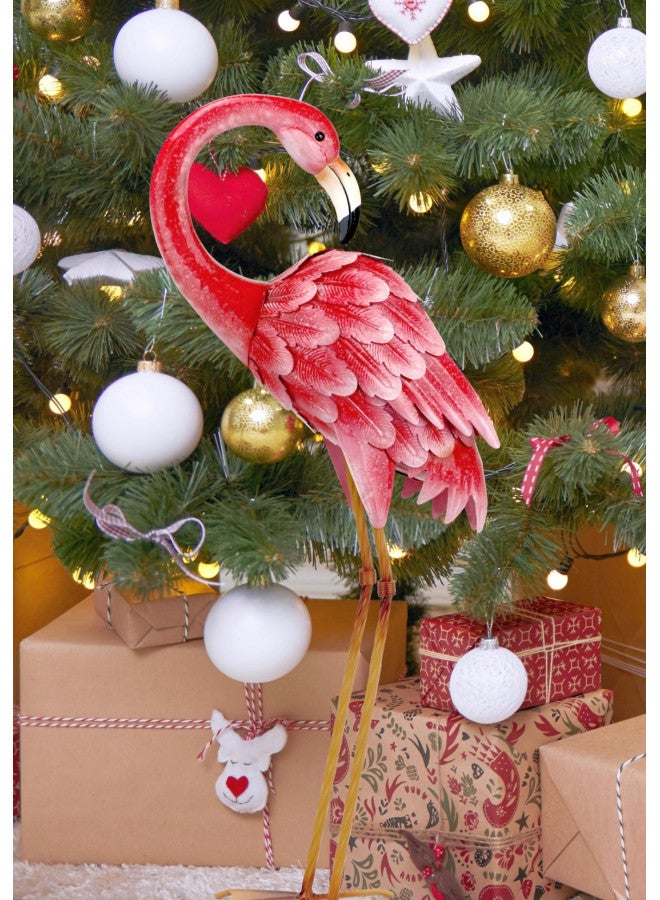 Shorayn Garden Statues Flamingo Sculptures Metal Yard Art, Pink Bird Art Outdoor Backyard Decor Patio Lawn Porch Ornament Flamingo Yard Decoration - Image 2