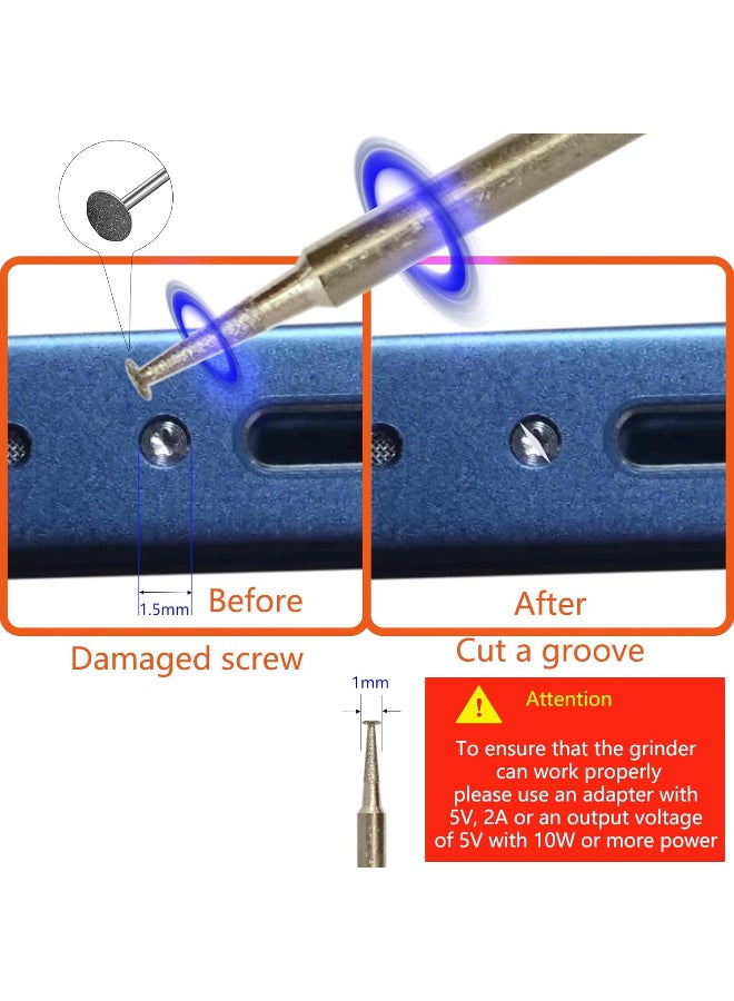 مثقاب كهربائي صغير محمول باليد ومجموعة إزالة البراغي التالفة - أداة دوارة تعمل بـ USB 5 فولت - مثالية للحرف اليدوية، الأكريليك، المعادن الرقيقة، وإصلاح الإلكترونيات - Image 3