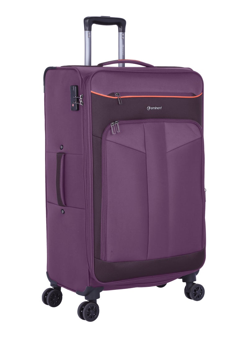 eminent Unisex Soft Travel Bag Medium Luggage Trolley Polyester Lightweight Expandable 4 Double Spinner Wheeled Suitcase with 3 Digit TSA lock E788 Purple - Image 1