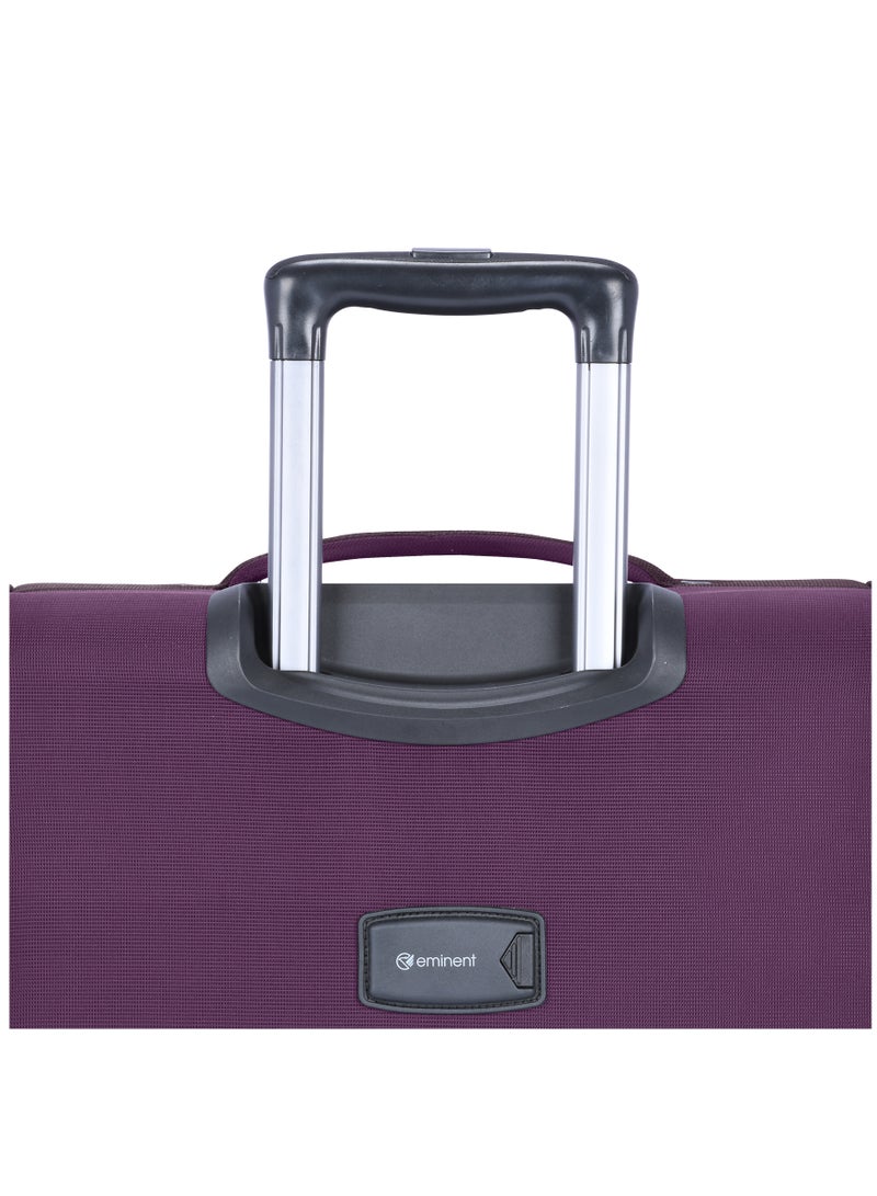 eminent Unisex Soft Travel Bag Medium Luggage Trolley Polyester Lightweight Expandable 4 Double Spinner Wheeled Suitcase with 3 Digit TSA lock E788 Purple - Image 5