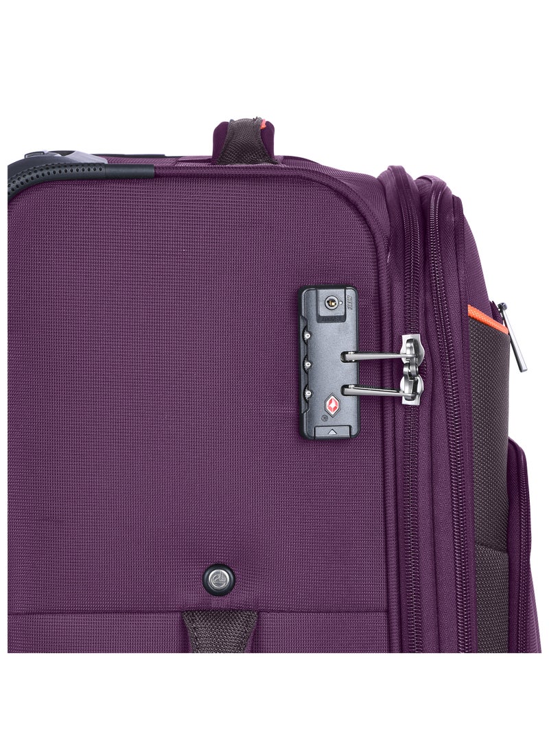 eminent Unisex Soft Travel Bag Medium Luggage Trolley Polyester Lightweight Expandable 4 Double Spinner Wheeled Suitcase with 3 Digit TSA lock E788 Purple - Image 4