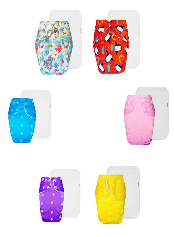 Dumbledo Premium Cloth Diaper with Cotton Insert (Pack of 6) | Dry Feel and Comfortable | Reusable & Washable | Easy to Clean | Trusted by Moms | 3 Months - 3 Years | Unisex Baby - Image 1