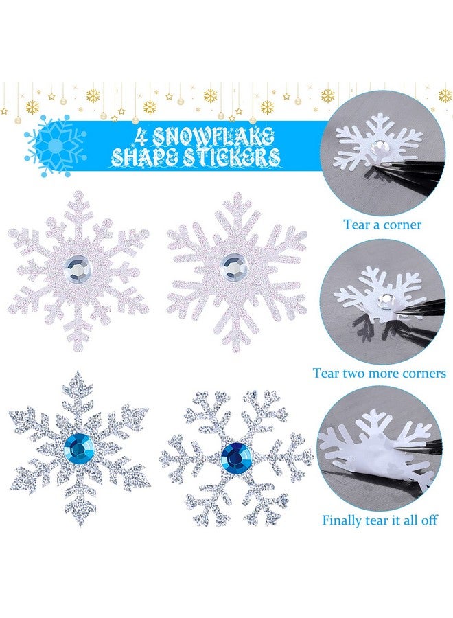 Marspark 300 Pieces Snowflake Dimensional Stickers Christmas 3D Snowflake Stickers Diamond Snowflake Winter Decoration Stickers For Christmas Holiday Envelopes Winter Decoration (Silver White,Cute) - Image 2