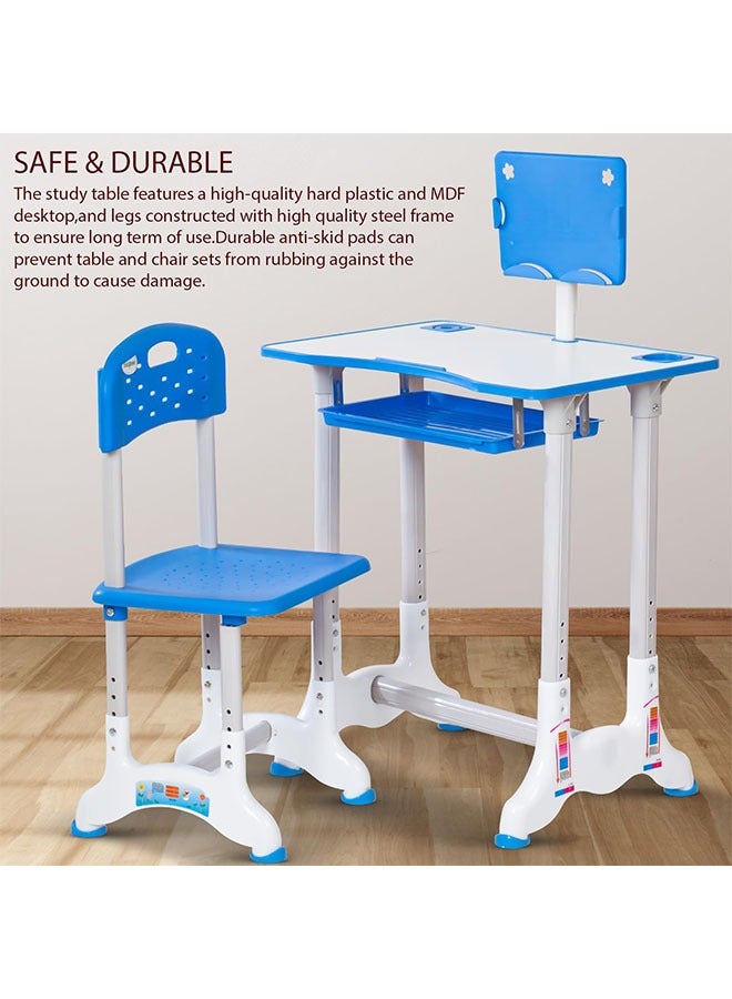 كادي ون مجموعة طاولة دراسة مع كرسي للأطفال والطلاب ، سطح مكتب قابل للإمالة بارتفاع قابل للتعديل للراحة للحفاظ على الوضعية والقراءة والكتابة للأطفال الصغار من الأولاد والبنات - Image 4