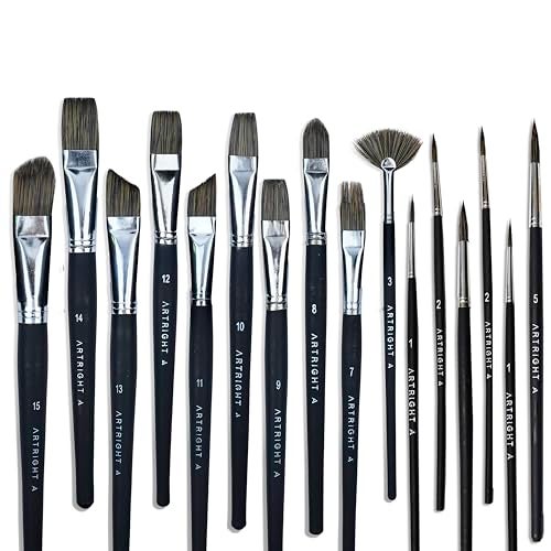 Artright Mix Artist Paintbrush Set of 15, Handmade Professional Brush for Acrylic, Watercolor & Gouache Painting, Best for Beginner & Professional, Flat, Fan, Round, Liner Brushes - Image 3