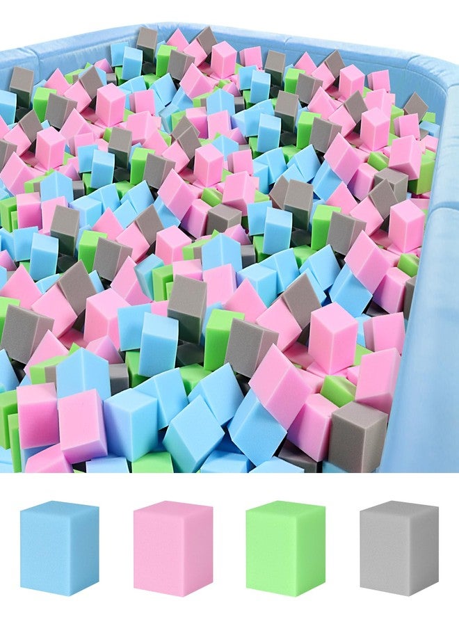 FUBOTRAD 100PCS Kids Foam Blocks for Toddlers - 3" x 3" x 3" Foam Squares & Cubes for Climbing, Gymnastics, Parkour Equipment, Ball Pit Foam, Soft Foam Bricks for Safe Play - Blue/Pink/Green/Grey - Image 1
