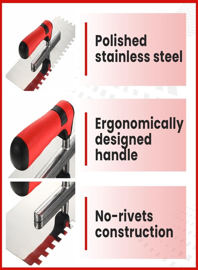 لينوزين مجموعة أدوات بلاط Leinuosen المكونة من 6 قطع تتضمن 3 قطع من مجرفة مربعة من الفولاذ المقاوم للصدأ، و1 عوامة مطاطية للجص و2 إسفنجة جص لتركيب بلاط الجدران والأرضيات والجص - Image 4