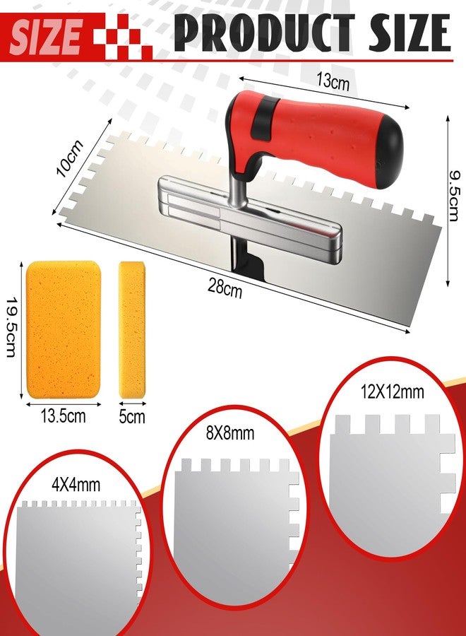 لينوزين مجموعة أدوات بلاط Leinuosen المكونة من 6 قطع تتضمن 3 قطع من مجرفة مربعة من الفولاذ المقاوم للصدأ، و1 عوامة مطاطية للجص و2 إسفنجة جص لتركيب بلاط الجدران والأرضيات والجص - Image 2