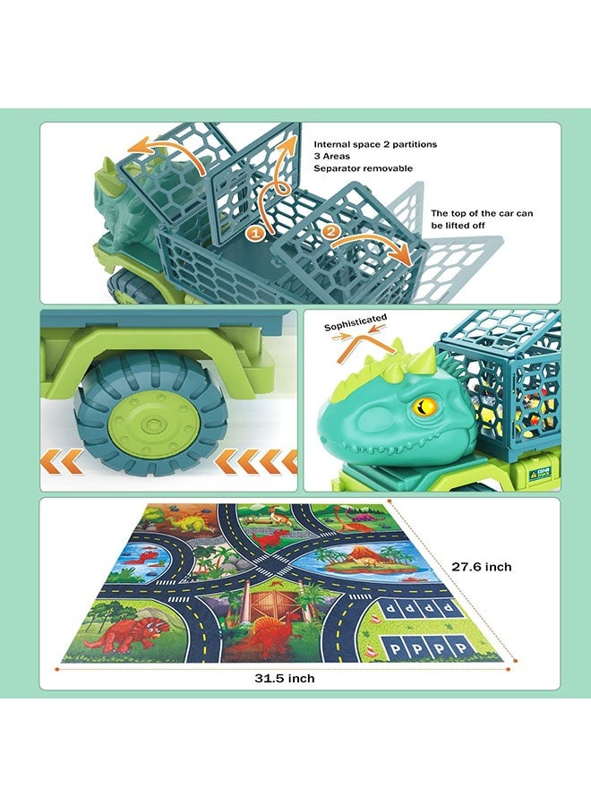 YelaJoy Dinosaur Truck Toy with 15 Dino Figures & Activity Play Mat, Dinosaur Eggs, Perfect for Kids 3-5 , Stocking Stuffer - Image 5