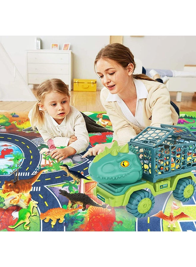 YelaJoy Dinosaur Truck Toy with 15 Dino Figures & Activity Play Mat, Dinosaur Eggs, Perfect for Kids 3-5 , Stocking Stuffer - Image 3