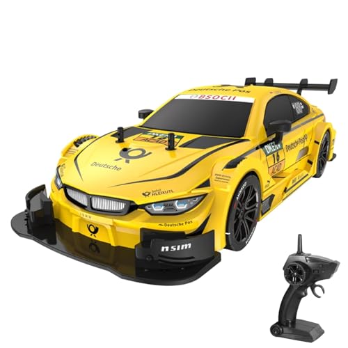 FEXXA RC Drift Car, 1:16 Scale Remote Control Car, 4WD 40KM/H High Speed RC Racing, 2.4GHz Electric Sport Driftings with Headlight, Drifting Tires and Racing Tires for Adults (Yellow) - Image 1
