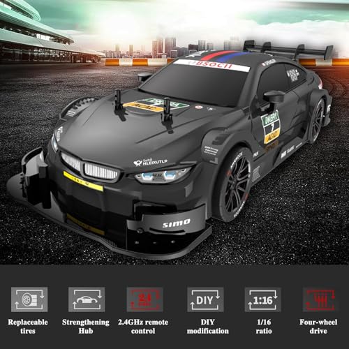 FEXXA RC Drift Car, 1:16 Scale Remote Control Car, 4WD 40KM/H High Speed RC Racing, 2.4GHz Electric Sport Driftings with Headlight, Drifting Tires and Racing Tires for Adults (Yellow) - Image 2