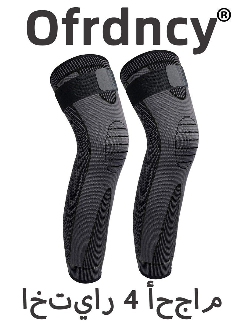 Ofrdncy Leg Compression Sleeve Full Leg 2 Pack Long Knee Brace for Men Women Knee Support Protector for Running,Weightlifting, Workout and other Sport-4Sizes - Image 2