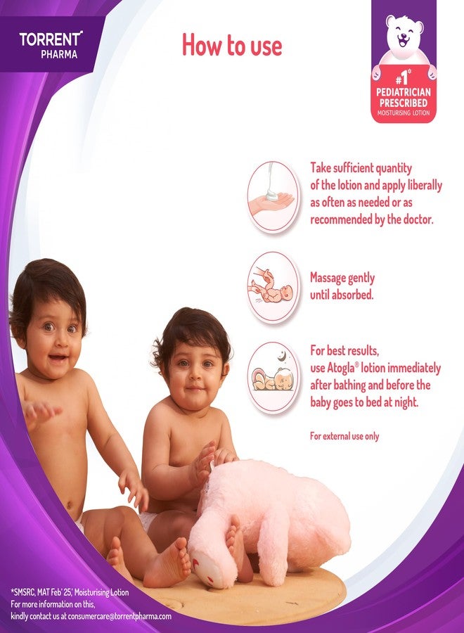 ATOGLA YMPIGOY Atogla Curatio Lotion for Baby, 400ml Intense Moisturizing Baby Lotion for All Skin Types, Protects Against Rashes & Prevents Skin Irritation for Soft and Healthy Skin - Image 4